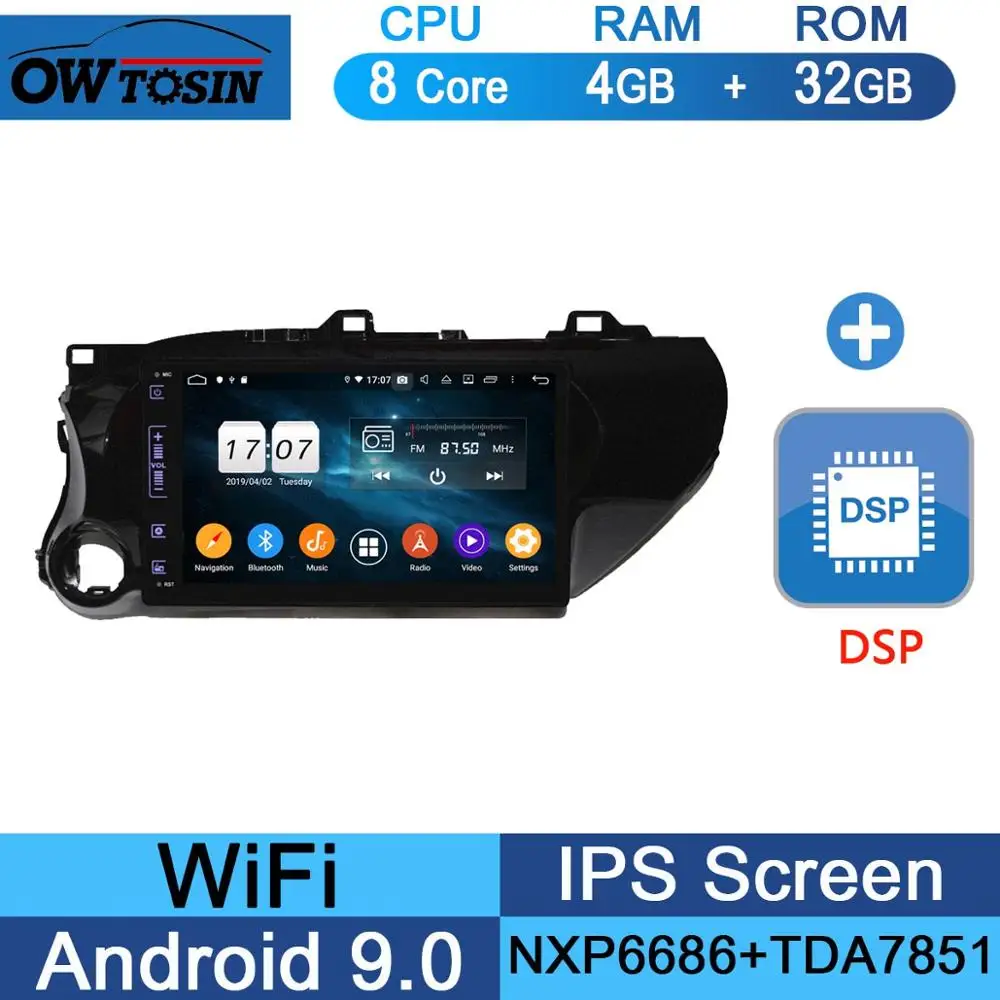 32G DSP 10," ips 8 ядерный 4G+ 64G Android 9,0 автомобильный DVD мультимедиаплеер gps радио для Toyota Hilux DSP CarPlay Parrot BT - Цвет: 32G DSP