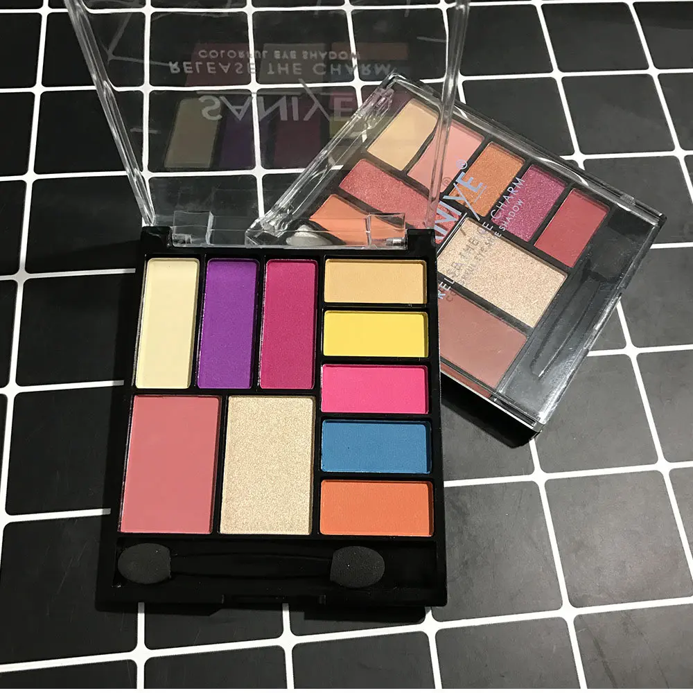 Saniye 10 цветовая палетка для макияжа нежных теней для век с шиммером, глиттером и красным оттенком E108.