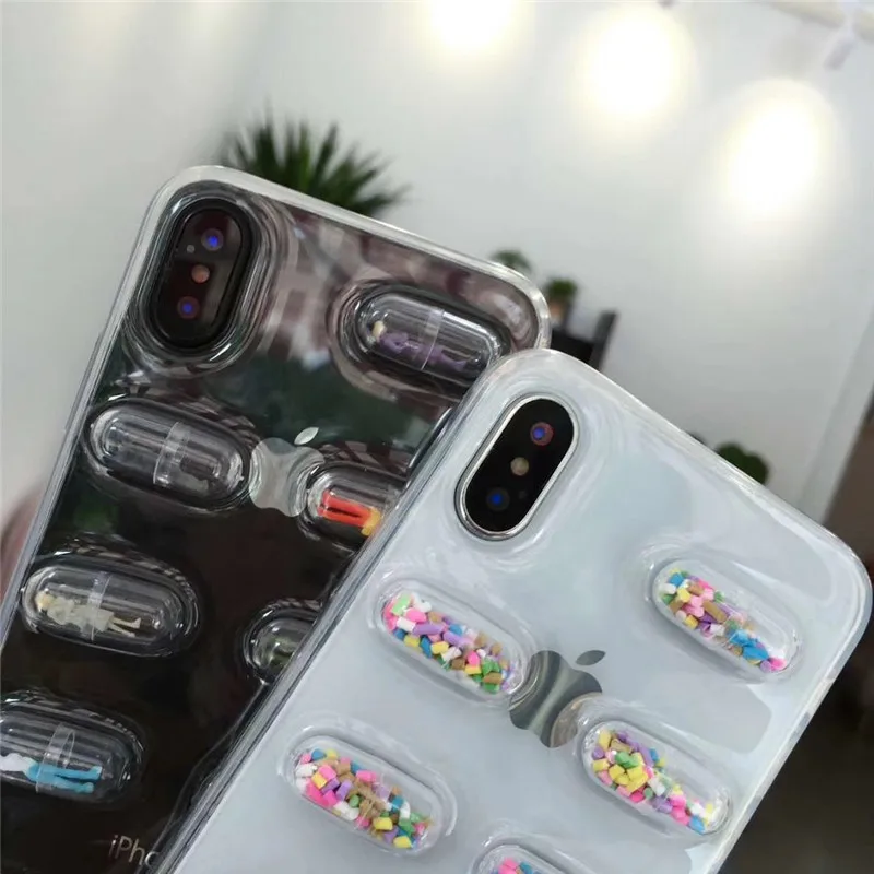 DIS чехол 3D симпатичная капсула таблетки человек чехол для телефона для iPhone XS XR XS Max X 8 7 6 6S Plus прозрачный мягкий ТПУ задняя крышка чехол s