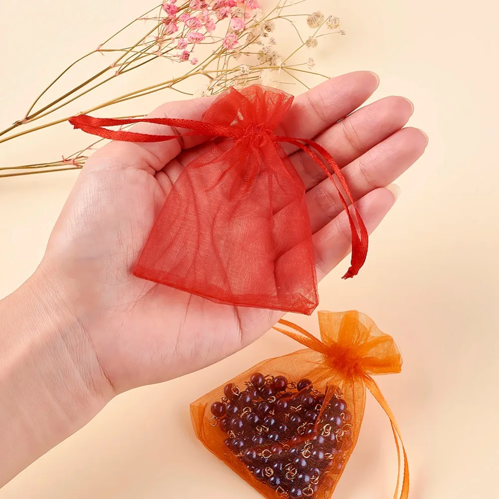 7x9 см Разноцветные прямоугольные сумки из органзы для упаковки ювелирных изделий