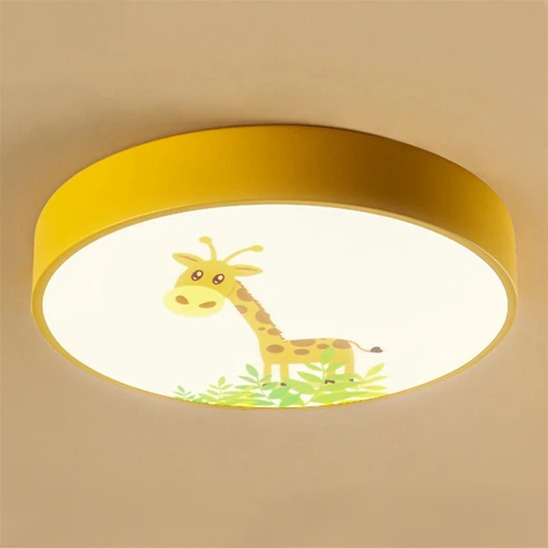 Yellow 4 Colors Cartoon Led Ceiling Lamp Acrylic Lamp Shade for Kids Childs Modern Nordic Round Ceiling Lights Fixtures Living Room - Цвет корпуса: Yellow