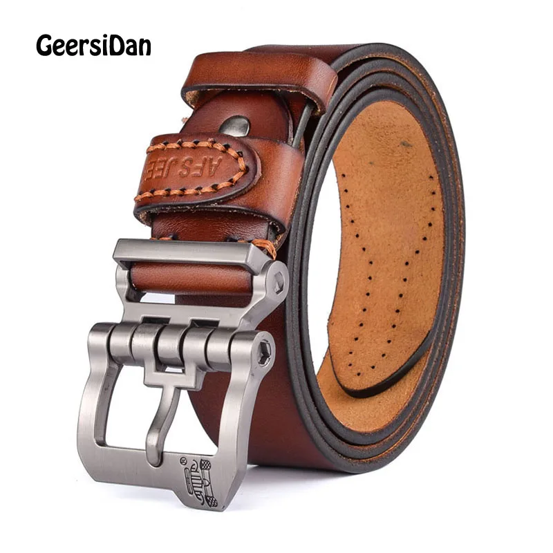 2018 New designer high quality luxury brand 100% cow genuine leather pin buckle belts for men male fashion business | Аксессуары для