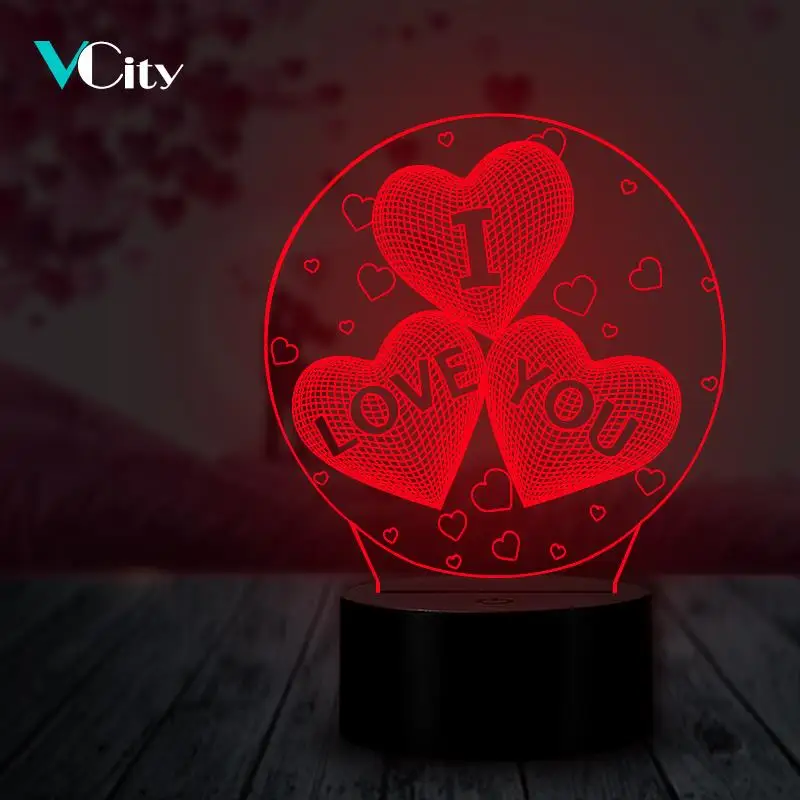 

Ночник-светильник VCity в форме сердца, многоцветный, светодиодный, USB