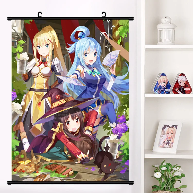 Аниме Манга KonoSuba Божье благословение на этом чудесном мире! Megumin Aqua Darkness Косплей настенные свитки Фреска плакат домашний декор