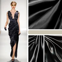 leolin new perfect black satin 100 silk satin fabric for dress 50cm