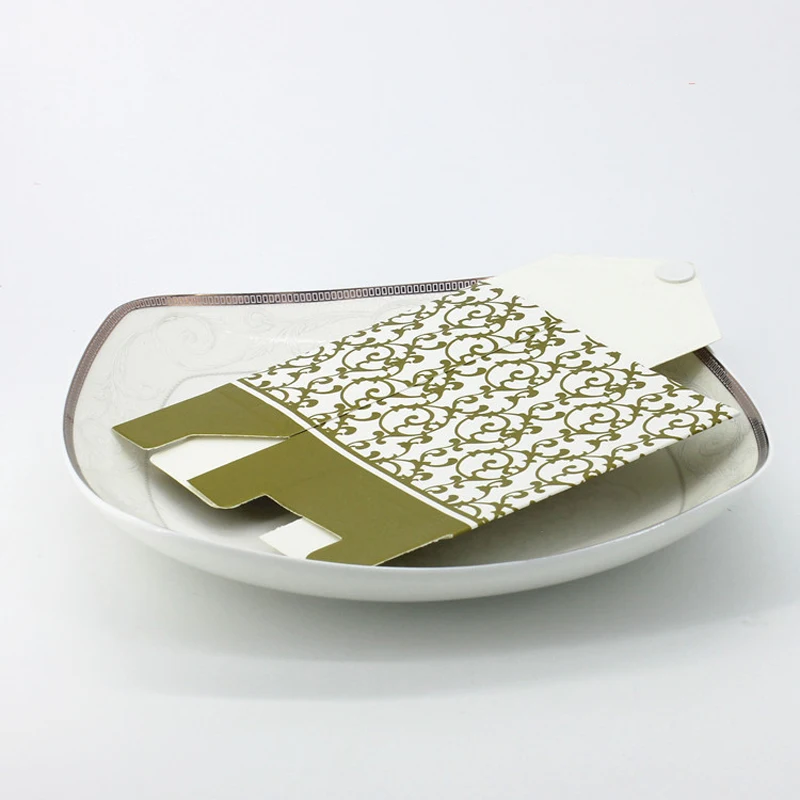 50 шт./лот Красивая золотистая/Серебристая Свадебная коробка для конфет модный