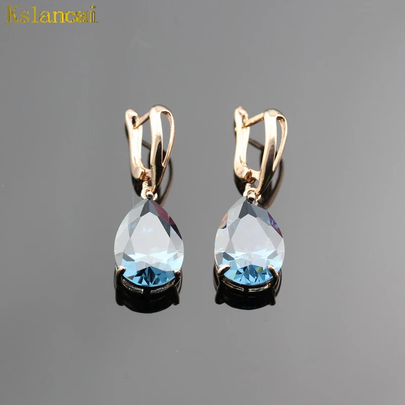 Lan классический Лидер продаж розовое золото ювелирные изделия каплевидные серьги для Для женщин Бесплатная