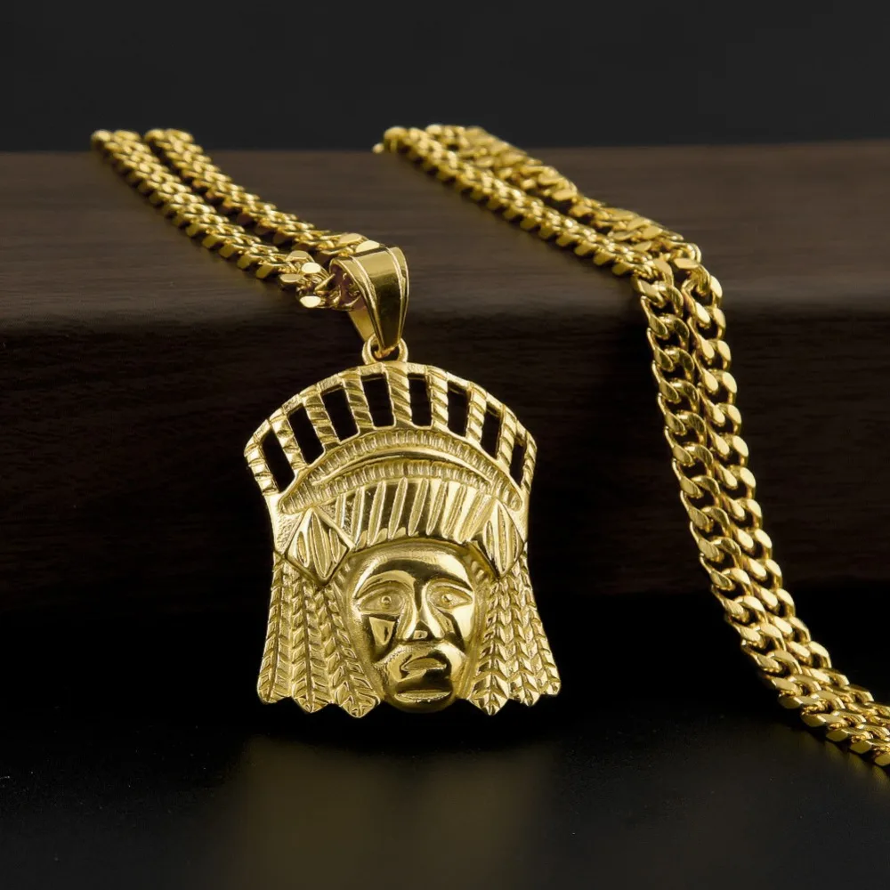 CY & CM мужские панк цинк золотистый сплав Iced Out 3D выдалбливают индийский главный