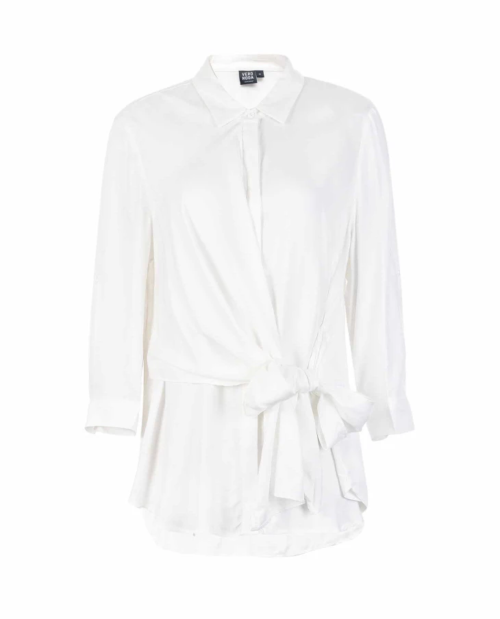 Vero Moda женская рубашка с отложным воротником и кружевным подолом 3/4 рукавами | 318331508