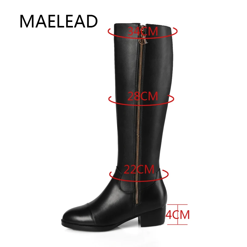 MAELEAD 2018 новый стиль высокие сапоги до колена из натуральной кожи на молнии