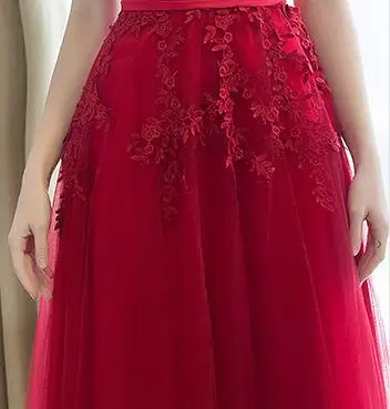 NOBLE WEISS Robe De Soiree пылевые Розовые аппликации с бисером сексуальные длинные вечерние платья невесты для банкета элегантное платье в пол - Цвет: dark red