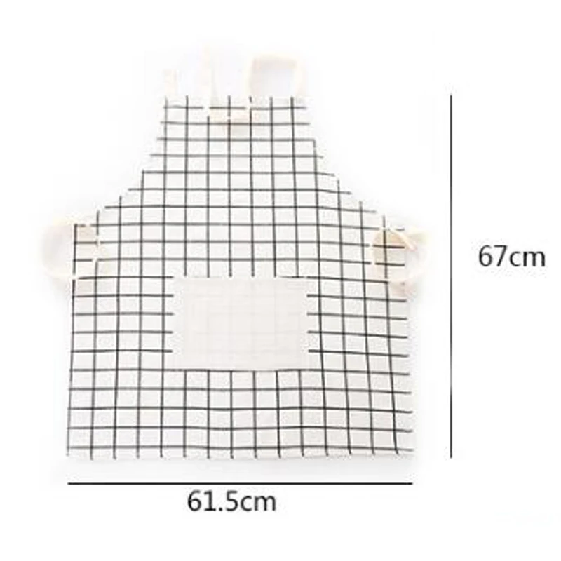 Полосатый плед фартук с карманом женское платье для кухни хлопок лен