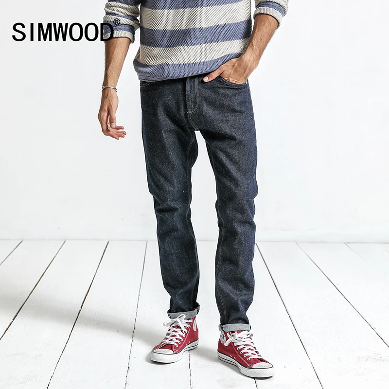 SIMWOOD, Новое поступление, мужские джинсы, осень, горячая Распродажа, деним, классические джинсы, тонкие, обычные, темно-синие, повседневные, размера плюс, брюки, NC017019