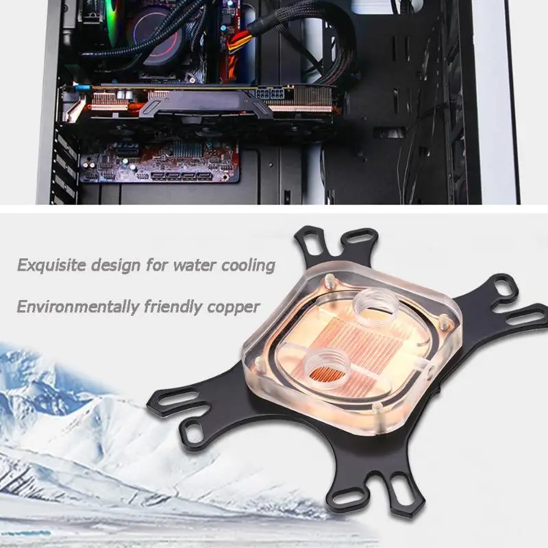 Прозрачный Процессор воды блок водоблок Медь база кулер для компьютер PC