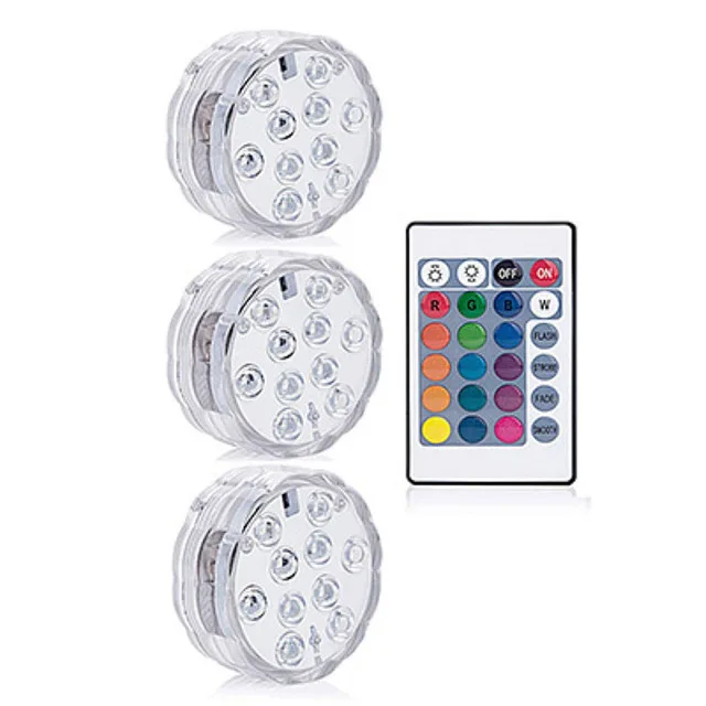 1M 3T Светодиодный подводный RGB фонарь с 10 шт. светодиодный пруд погружной IP67 водонепроницаемый плавательный бассейн свет батарея работает для свадебной вечеринки - Испускаемый цвет: 1M 3T