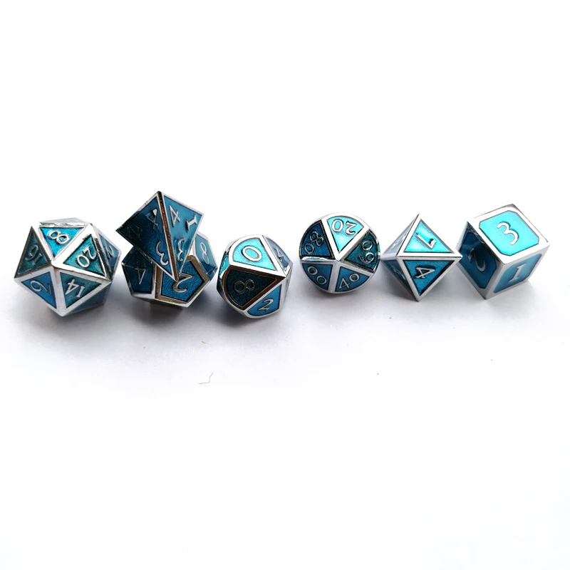 Заводские Экспорт шрифт Подземелья и Драконы 7 шт./компл. Творческий RPG кости d& d кокиль хром прозрачный синий