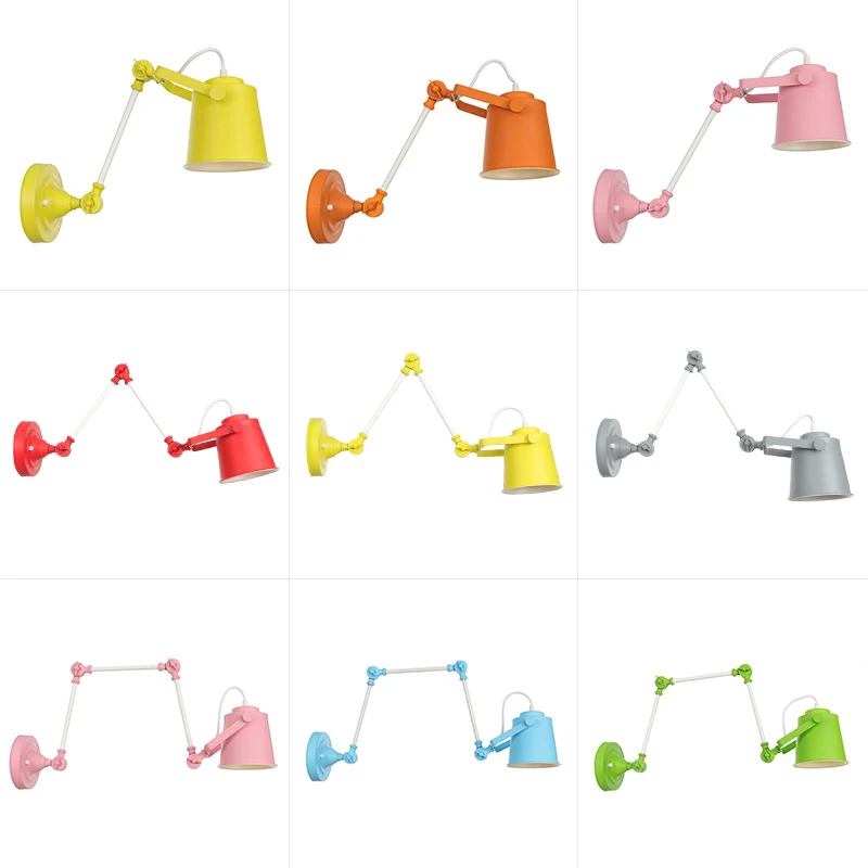 Современная Простая цветная одноголовая светодиодная настенная лампа Macaron для