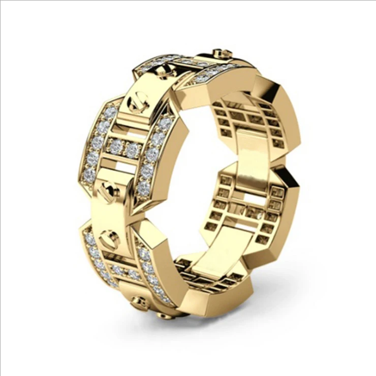 

Unique Style Small Crystal Zircon Stone Ring Luxury Fashion Yellow Gold Color Jewelry Promise Engagement Rings For Women