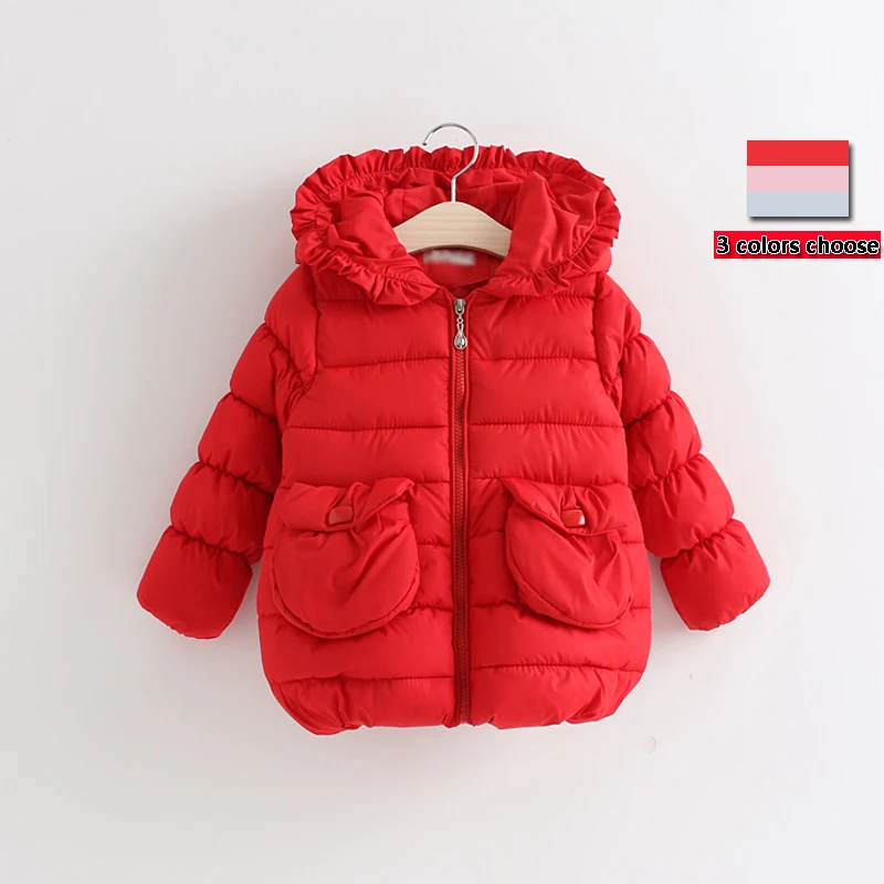Новые 2016 Милые Девушки Зимой Пуховик С Капюшоном Пальто Детей теплый Толщиной