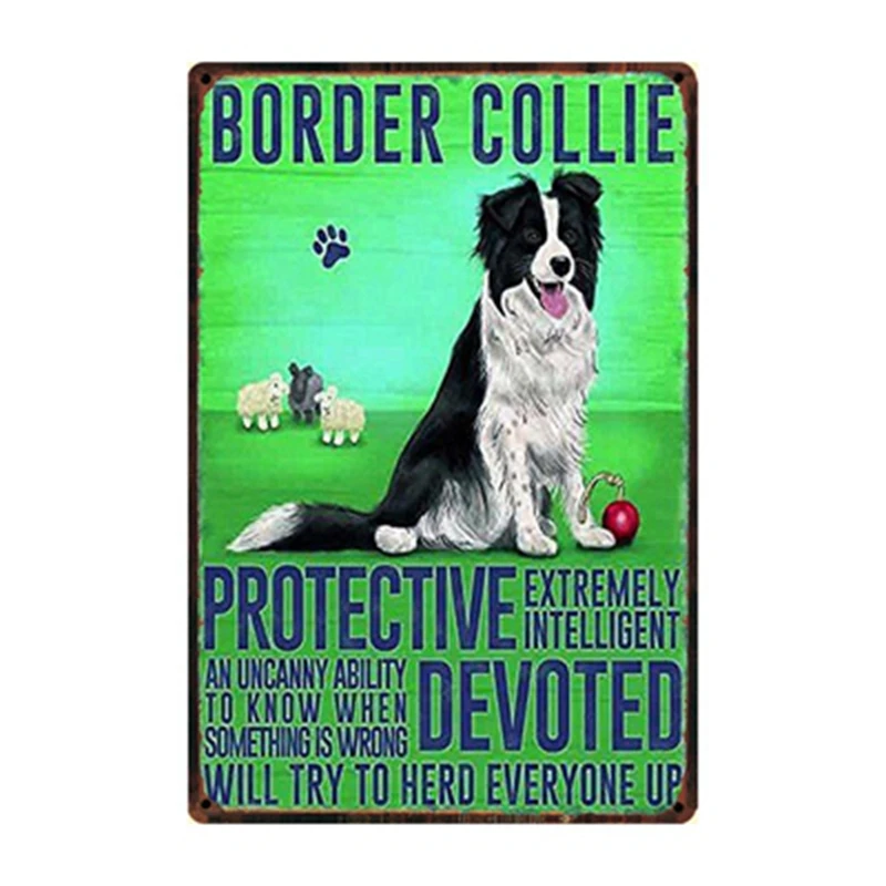 [ WellCraft ] Pet Dogs Pug Dachshund Border Collie Greyhound Metal Sign Posters art Vintage Mural Painting Custom Decor WW8 - Цвет: w-1153