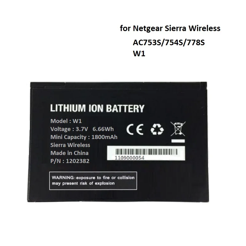 W1 для Netgear Sierra 753 S 754 778 Батарея Беспроводной маршрутизатор Aircard W-1 1800 мАч 3 7 В
