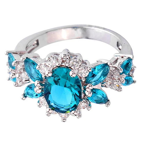 Быстрая Доставка женская Зеленый Циркон Кольцо Цветка Медь Игристое Красоты