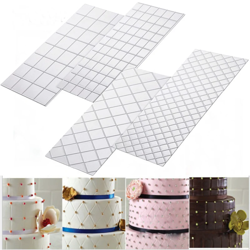 4 PCS/Set DIY Cake Plastic Transparent Texture Lattic Roll Rattan Mat Border Decorating Tools Mold Fondant Molds | Дом и сад