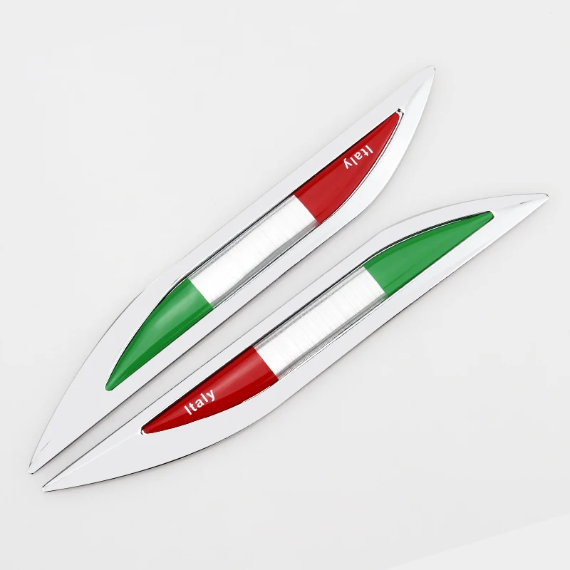 New Car Sticker Salix Leaf Shape Italian Flag Metal Side Blade Fender Vinyl Decal Refitting Styling Accessory | Автомобили и