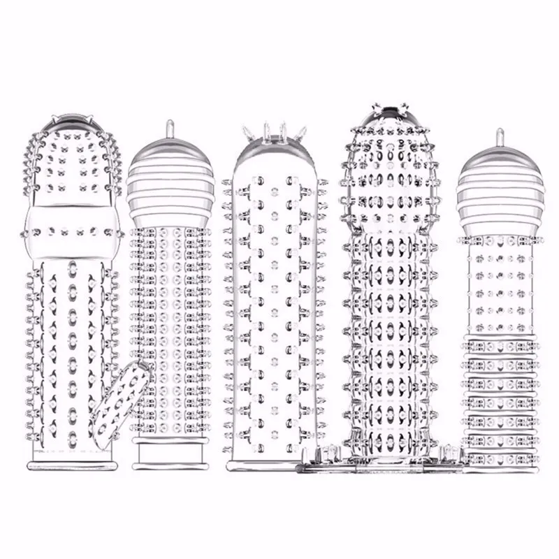 Ребристый многоразовый презерватив 5 шт. стимулятор в форме пениса для задержки