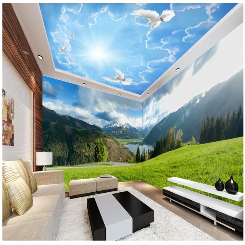 3d обои с изображением снежного открытого зеленого пространства фон для