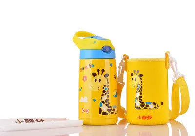 Giraffe-bag Горячая Bpa-free 400 мл нержавеющая сталь портативный мешок чашки Вакуумная чашка ребенка воды чайник путешествия чай фруктовый сок соломы термос колба - Цвет: Giraffe-bag