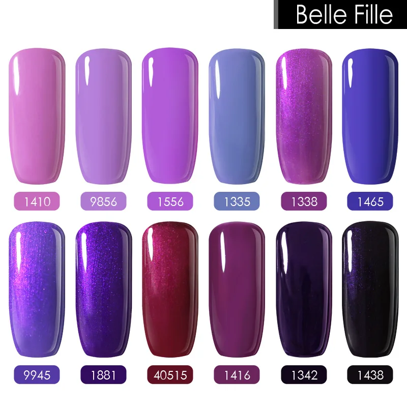 Belle Fille фиолетовый серии Цвет гель лак для ногтей УФ 10 мл Soak Off Гель Vernis полу