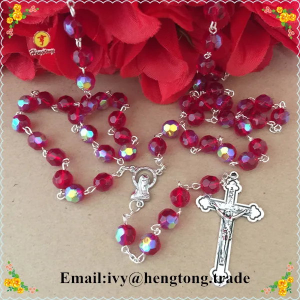 Ожерелье из красного стекла с гранями 8 мм фотоэлемент|rosary necklace|virgin marynecklace necklace |