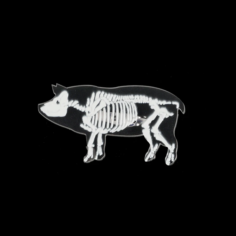 pig Скелет животное брошь кошка Пингвин броши для мужчин и женщин шляпа сумка куртки аксессуары нагрудные булавки для нее он панк темные булавки - Окраска металла: pig