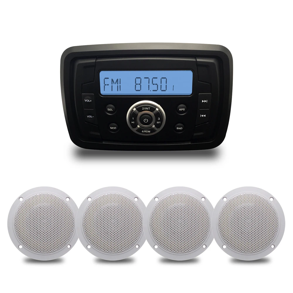 Морской Стерео Bluetooth аудио радио FM AM MP3 музыкальный плеер + 2 пары 4 ''открытый
