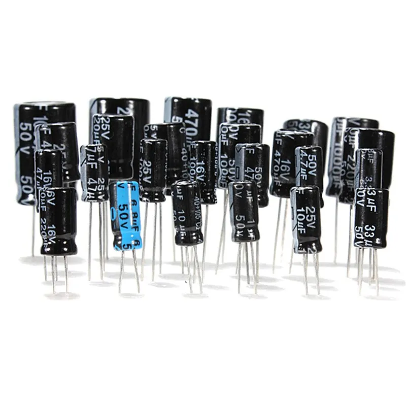 125pcs 1uF-2200uF 25V/50V 25Valuesx5Pcs Electrolytic Capacitors Assortment Kit Assorted Set | Электронные компоненты и