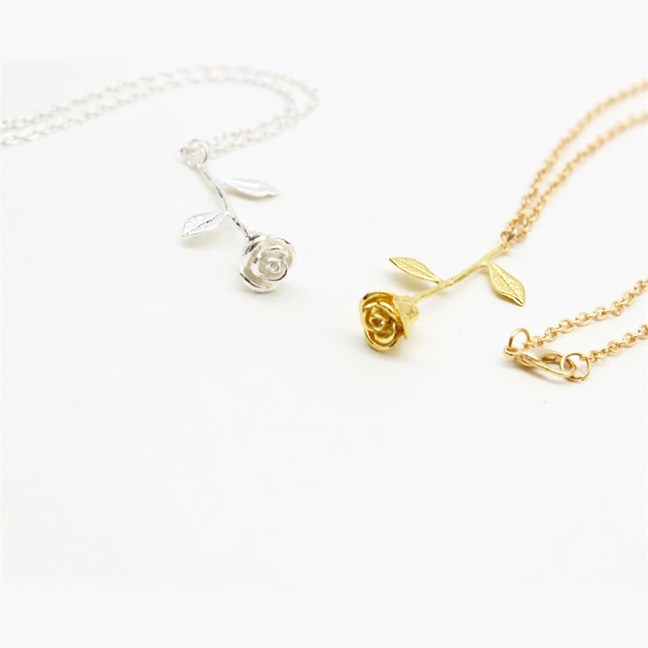 Relodi Personalized Rose Pendant Necklace Gold Statement Clavicle Chain for Women Valentine's Day Gift SP2511 |