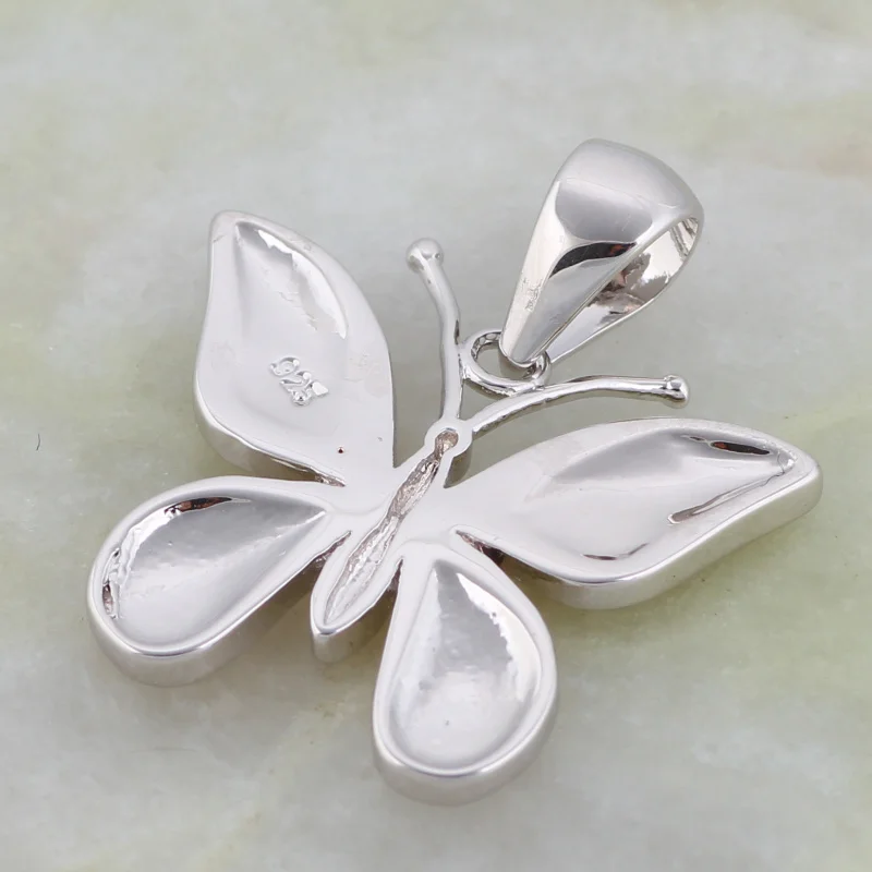 

Wholesale High quality Silver Color Orange fire opal pendants butterfly pendants for women fashion jewelry P090