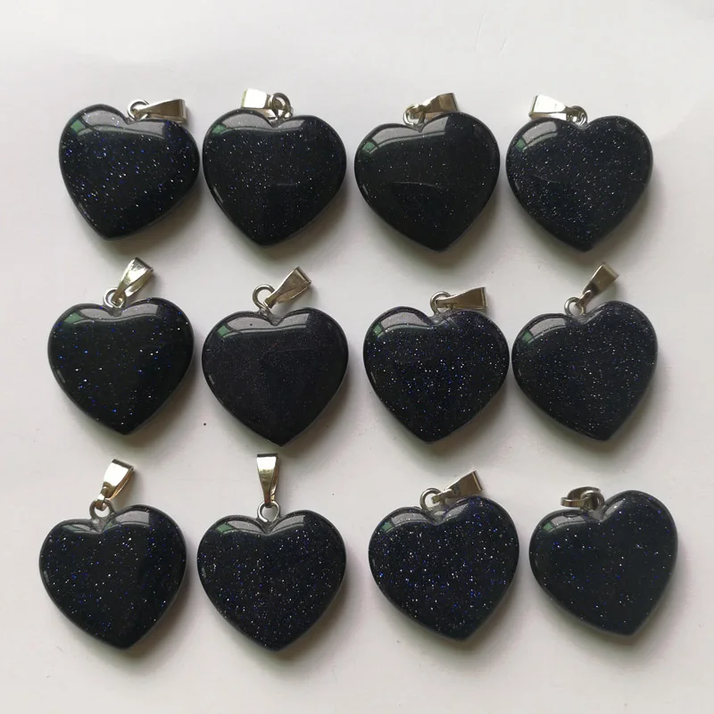 Модная подвеска с голубым песочным камнем 20 мм в форме сердца для изготовления