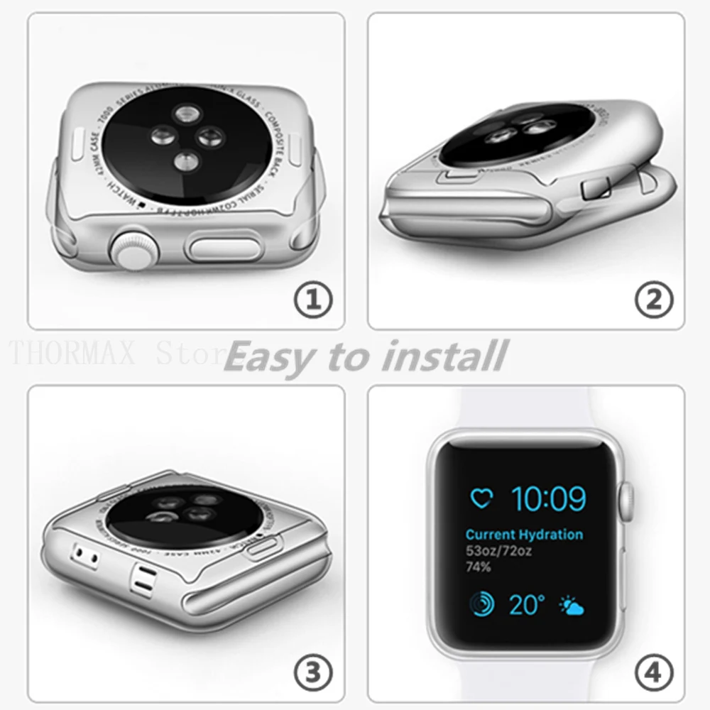 Мягкий чехол для часов из ТПУ чехол для Apple Watch 42 мм 38 мм 40 мм 44 мм Прозрачный Бампер протектор для iWatch 4 3 2 1 Полный экран протектор