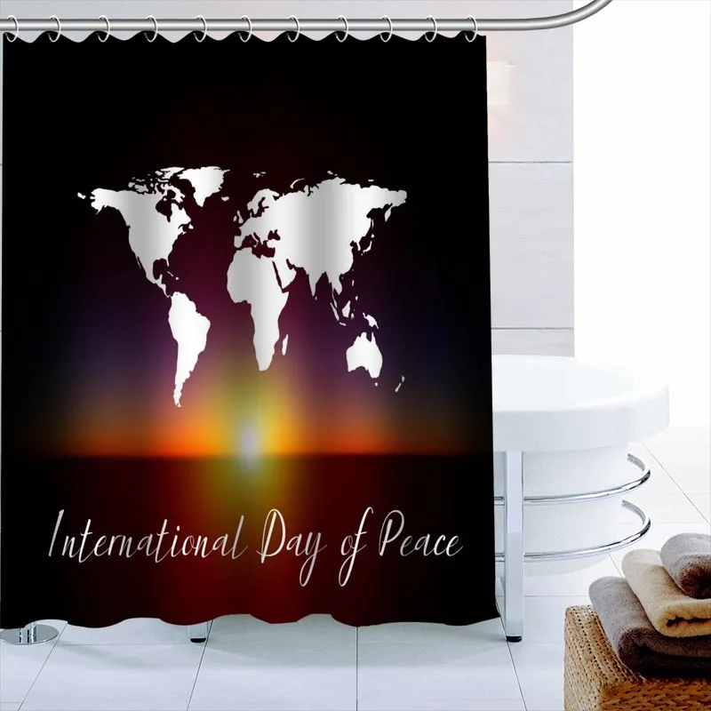 World Map Custom Shower Curtain 3D Waterproof Polyester Fabric Bath High Defintion Printing 12 Hooks For The Bathroom | Дом и сад