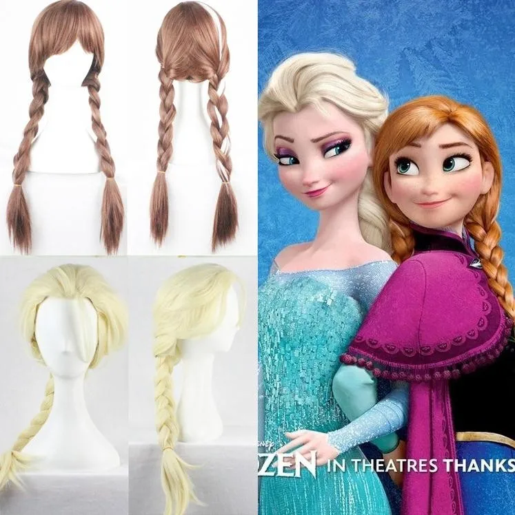 

Fashion Cosplay Doll Wig cartoon Frozen Elsa Anna Snow Princess Series Halloween Cos Anime Haired Blond Child With Doll Wig