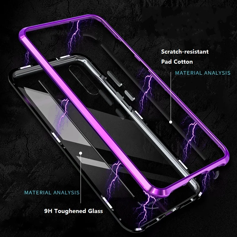 Бампер из металлического алюминия BOBYT для Huawei P20 Pro с встроенной магнитной адсорбцией и укрепленным стеклянным задним покрытием Capa on.