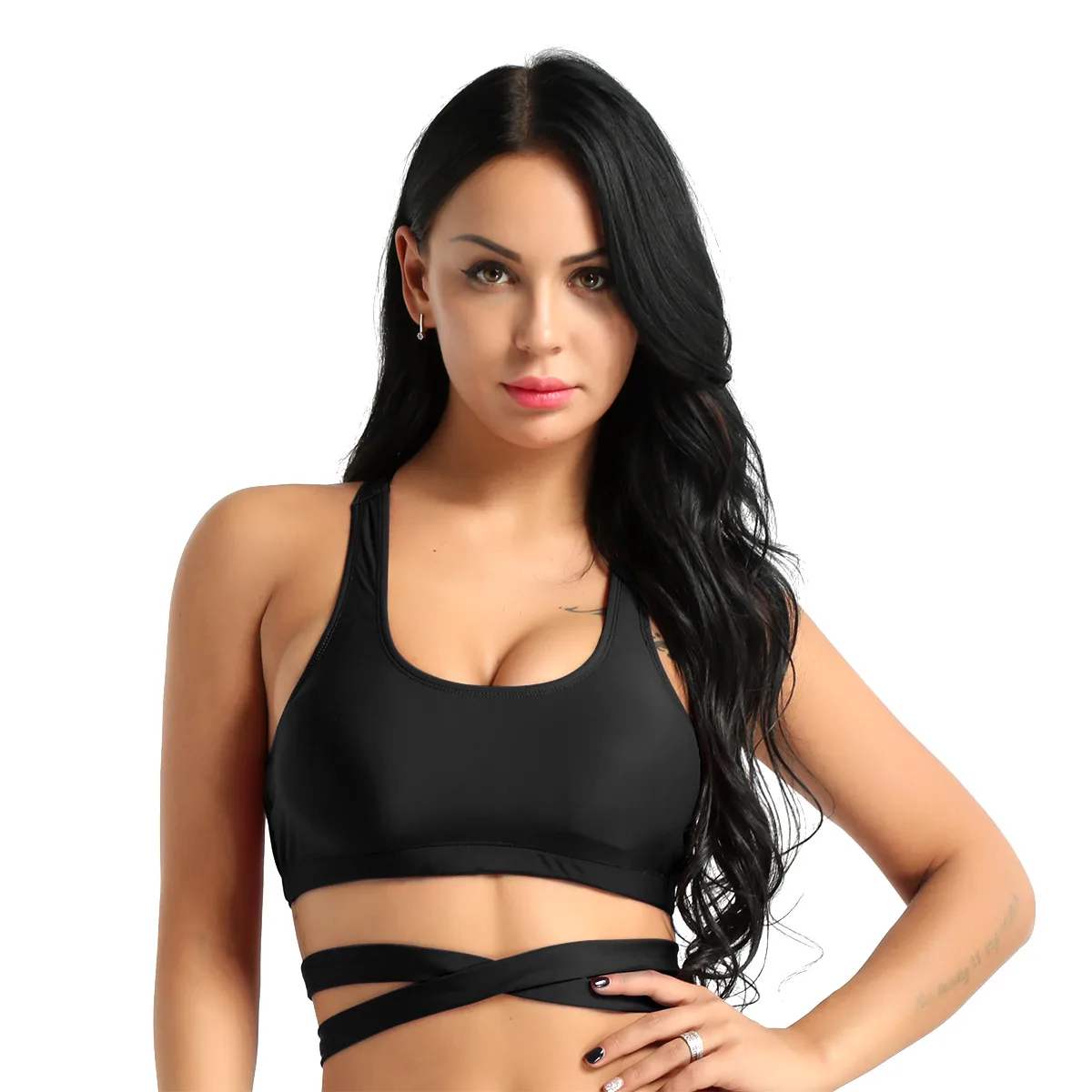 Женский эластичный укороченный топ на бретельках TiaoBug повседневный без рукавов с