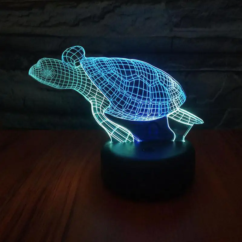 Черепаха 3d Визуальный ночник креативная красочная сенсорная Зарядка