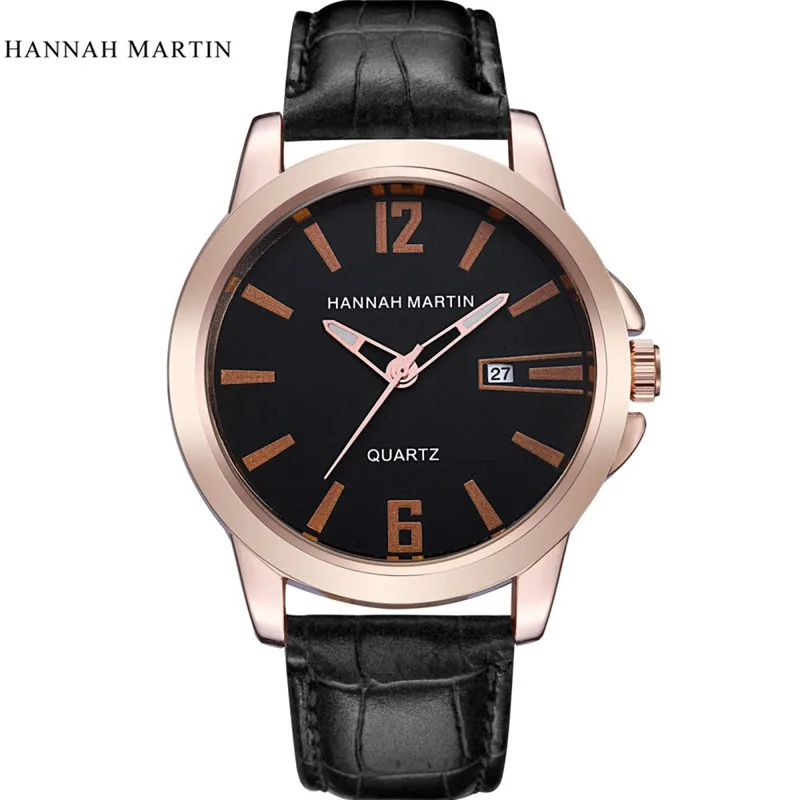 Топ бренд Роскошные модные бизнес мужские часы Дата кожа Нержавеющая сталь Спортивные кварцевые наручные