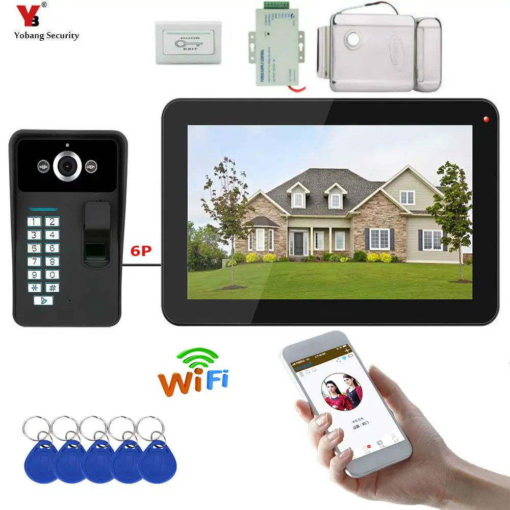 Дверной видеодомофон проводной/беспроводной телефон 9 дюймов с Wi-Fi сканером