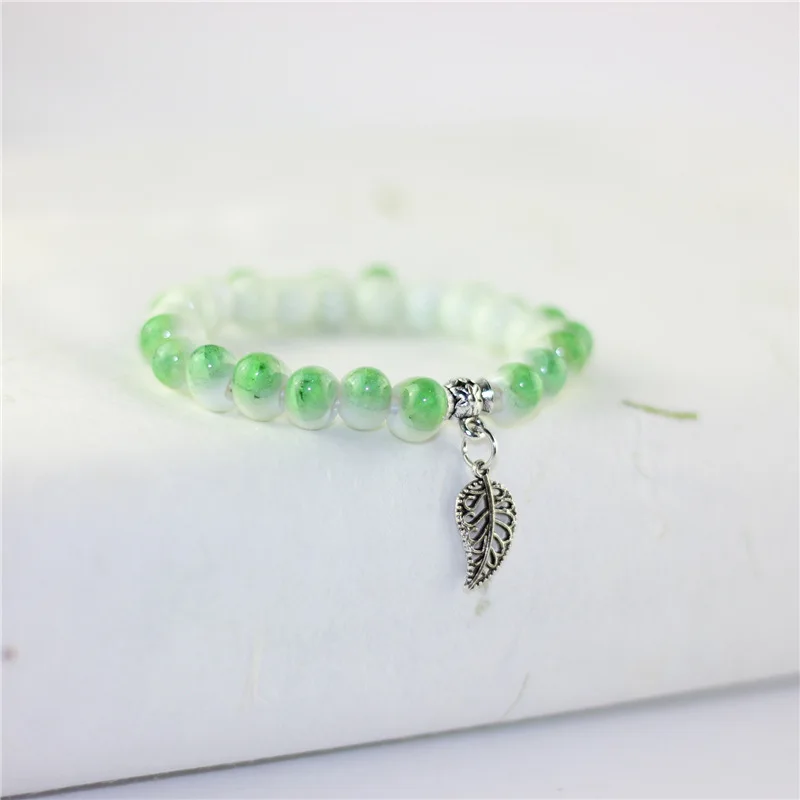 12 шт./лот Замороженные рыбий глаз бисерные керамические браслеты полые листья