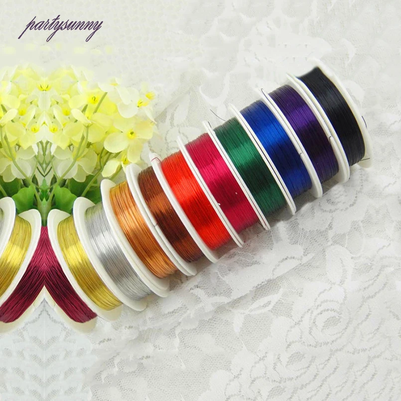 PF 0.2 до 1 мм рулон Золотой/Серебряный сплав меди провода для браслета ювелирных