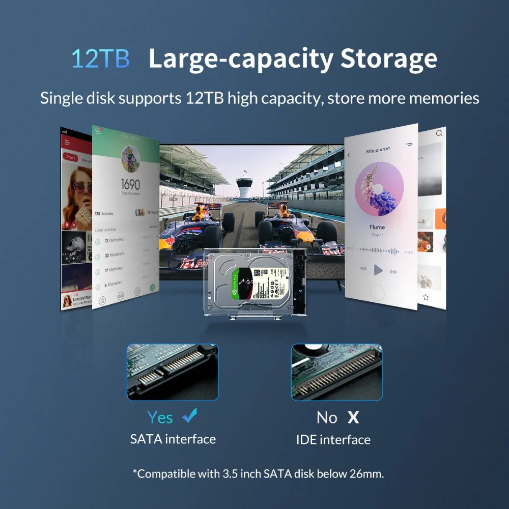 Orico 3,5 дюймов USB3.0 прозрачный корпус мобильного жесткого диска компьютера внешний твердотельный накопитель(SSD) механический жесткий диск читать переносной бокс